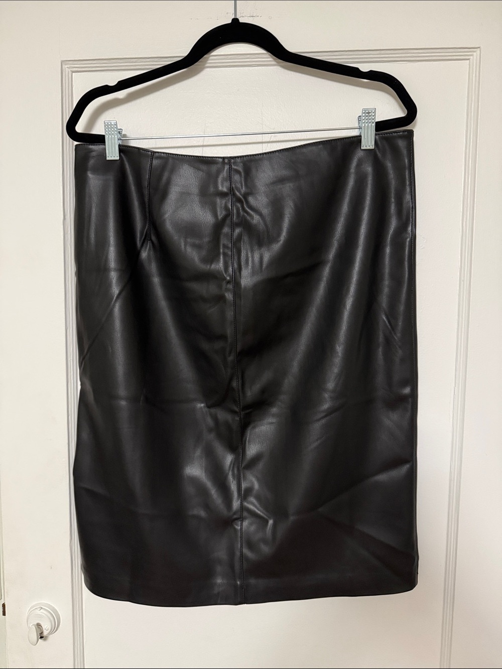 Black Faux Leather Pencil Skirt